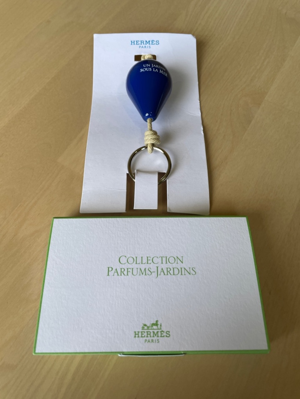 NIB Hermès Jardin Sample Set with Blue Teardrop Keychain